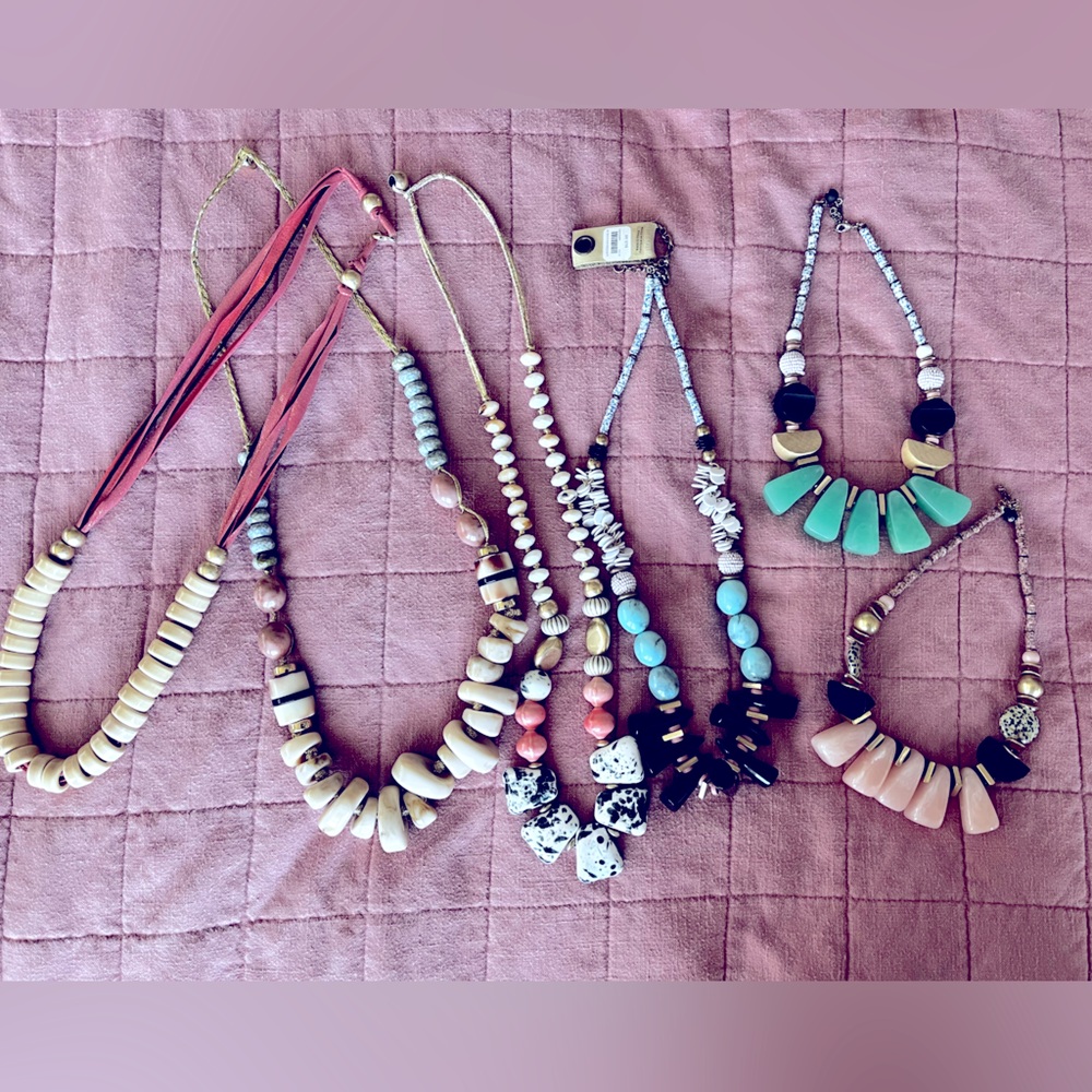 Six Anthropologie Big Bead Statement necklaces